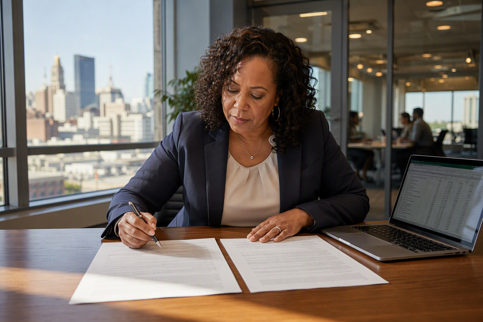 Comparing Elevator Service Contract Options Facilities manager in a Baltimore office comparing OEM and independent elevator service contracts, weighing pricing flexibility and contract terms