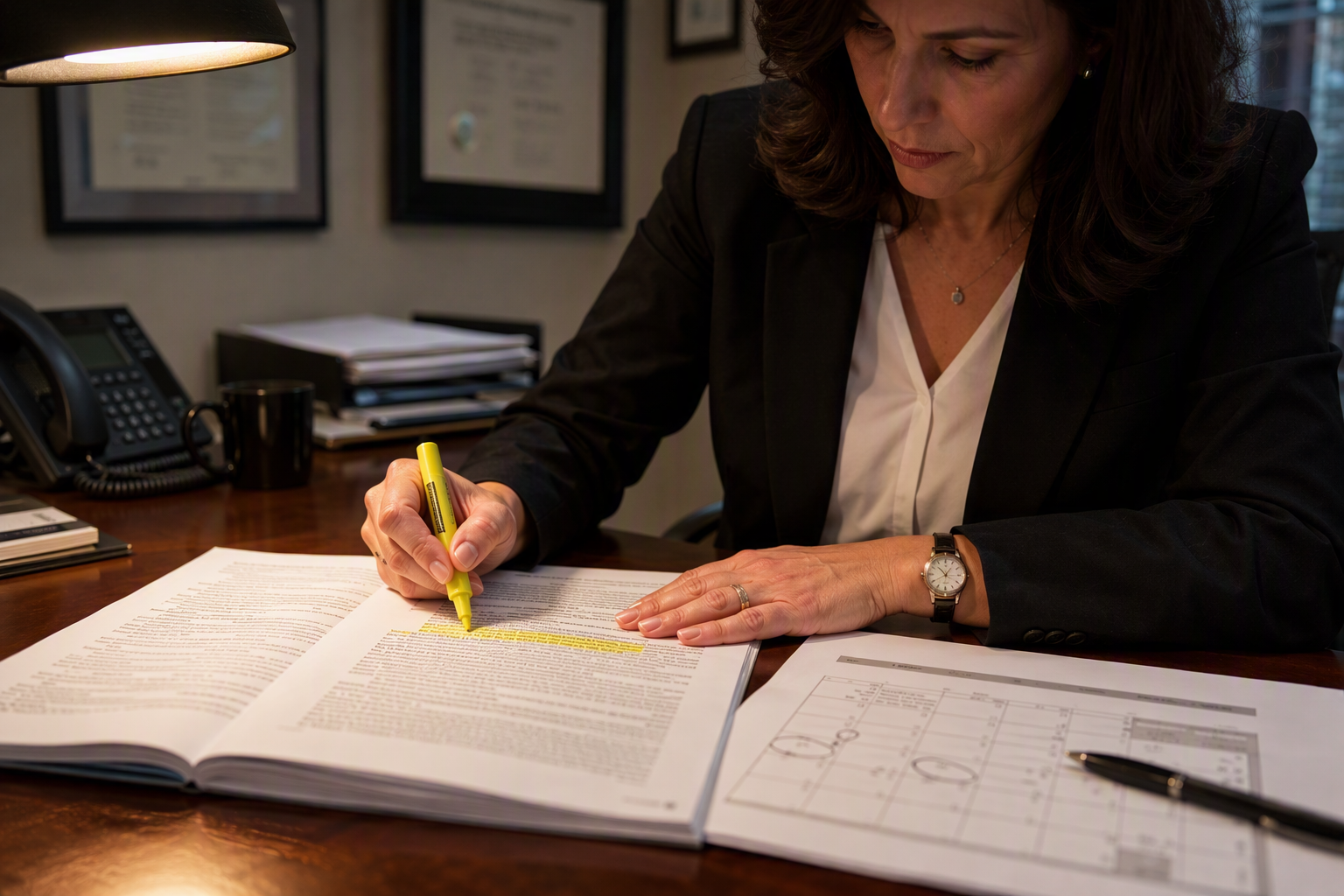 Reviewing Elevator Contract Termination Clauses Building manager highlighting termination clause and notice period in an elevator maintenance contract to determine when they can legally switch elevator service providers